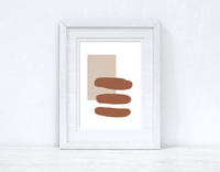 Beige & Terracotta Brown Abstract 1 Colour Shapes Home Wall Decor Print