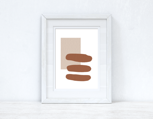 Beige & Terracotta Brown Abstract 1 Colour Shapes Home Wall Decor Print