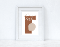 Beige & Terracotta Brown Abstract 2 Colour Shapes Home Wall Decor Print