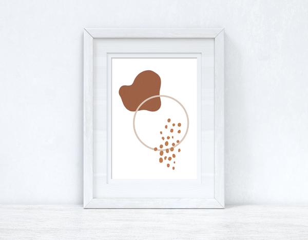 Beige & Terracotta Brown Abstract 5 Colour Shapes Home Wall Decor Print