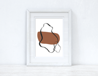 Brown & Black Abstract 3 Colour Shapes Home Wall Decor Print