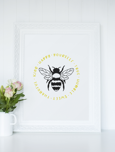 Bumble Bee Be Happy List 2022 Simple Bedroom Dressing Room Home Wall Decor Print