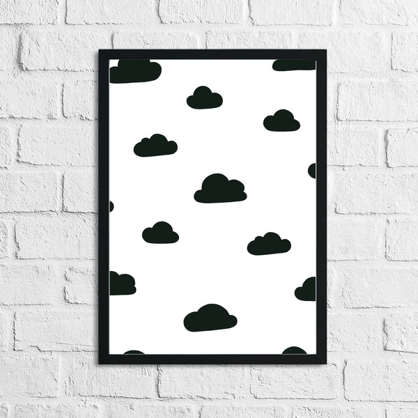 Scandinavian Clouds Pattern Children's Nursery Bedroom Wall Decor Print