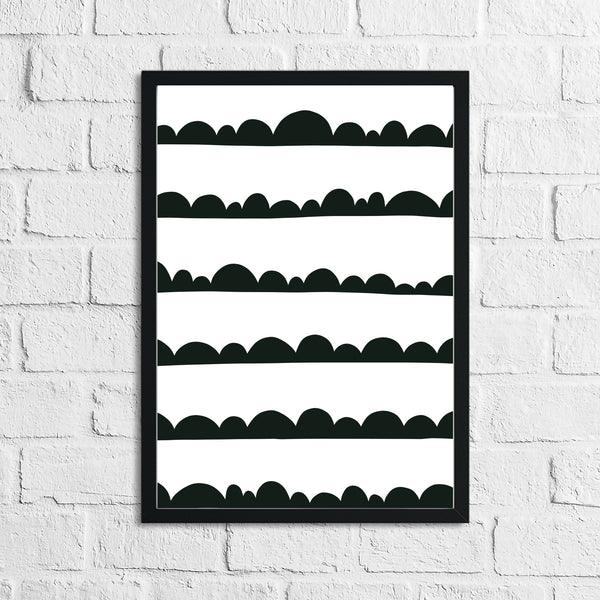 Scandinavian Cloud Lines Pattern Children's Nursery Bedroom Wall Decor Print