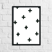 Scandinavian Crosses Pattern Children's Nursery Bedroom Wall Decor Print