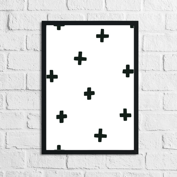 Scandinavian Crosses Pattern Children's Nursery Bedroom Wall Decor Print
