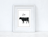 NEW Cow Beef Cuts Simple Cool Kitchen Farmhouse Wall Decor Print
