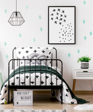Cross & Dots Black Monochrome Boho Children's Room Wall Bedroom Decor Print