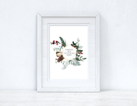 Custom Wording Christmas With the Surname Family Wreath Christmas Seasonal Wall Home Decor Print
