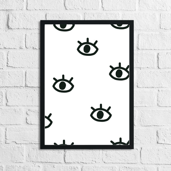 Scandinavian Eye Pattern Children's Nursery Bedroom Wall Decor Print