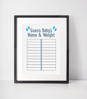 Guess Baby's Name & Weight Baby Shower Any Colour Decor Print