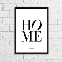Personalised Names HOME Simple New Home Wall Decor Print
