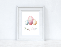 Happy Easter Pastel Eggs Spring Seasonal Wall Home Decor Print