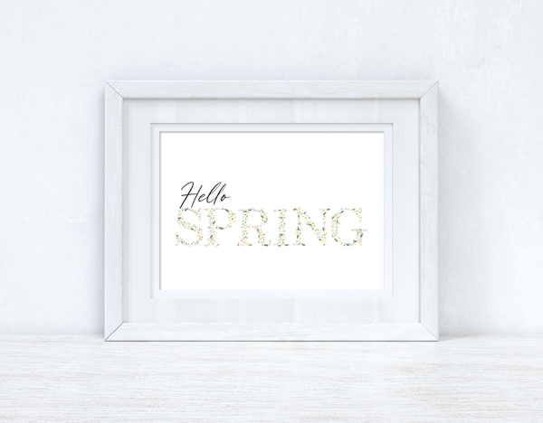 Hello Spring Landscape Floral Letters Spring Seasonal Wall Home Decor Print