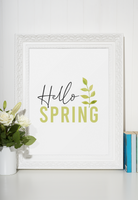 Hello Spring Green Foliage 2022 Spring Seasonal Wall Home Decor Print
