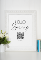 Hello Spring Simple Scan Me QR Code Wifi QR Scan Home Wall Decor Print