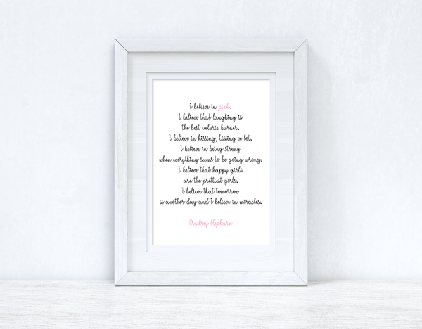 I Believe In Pink Inspirational Simple Wall Home Decor Print