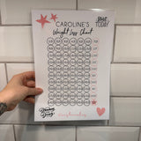 Personalised Name Pink Star Heart Start Today Postive A4 Weight Loss Diet Slimming Chart Tracker Print - st. lb Units