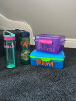 Personalised Name Set Of 2 School Water Bottle & Lunch Box Sticker Labels