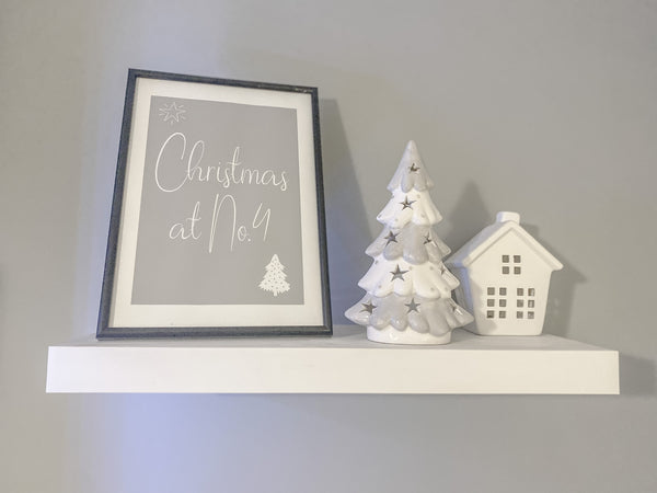 Christmas At No Grey Background 2021 Winter Christmas Seasonal Wall Home Decor Print