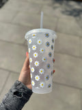 Daisy Tumbler Venti Cold Cup 24oz - With Straw - (Name Can Be Added)