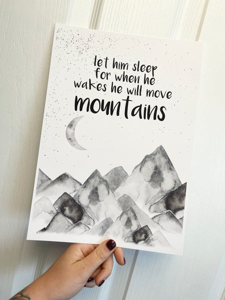 Let Him Sleep For When He Wakes He Will Move Mountains Children's Room Wall Decor Print
