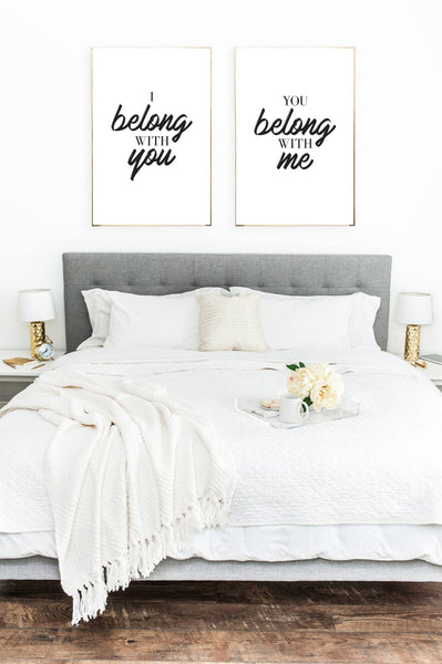 I belong With You, You Belong With Me Couple Black Set Of 2 Bedroom Prints