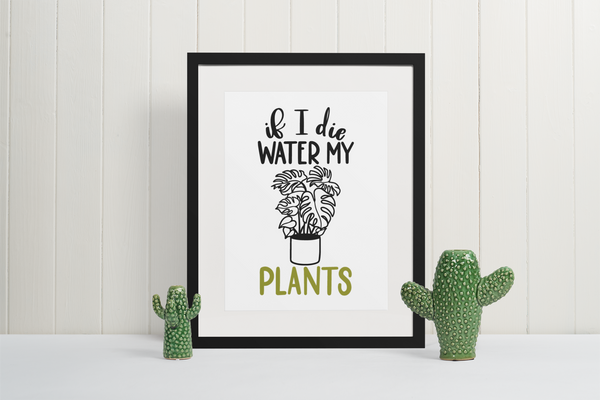If I Die Water My Plants Plant Obsessed Humorous Home Wall Decor Print