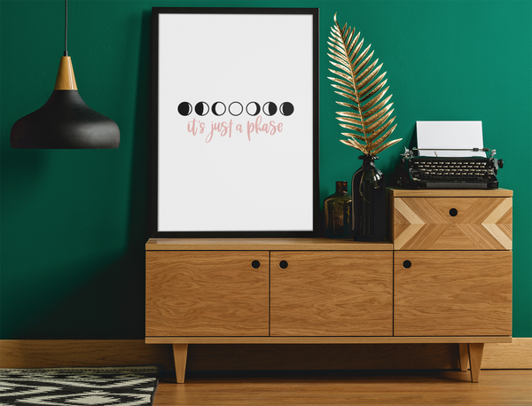 It's Just a Phase 2022 Boho Hippie Simple Home Wall Decor Print