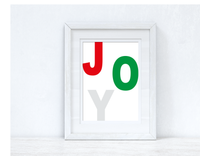 Joy Red Green Silver 2021 Winter Christmas Seasonal Wall Home Decor Print
