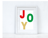 Joy Red Green & Gold 2021 Winter Christmas Seasonal Wall Home Decor Print