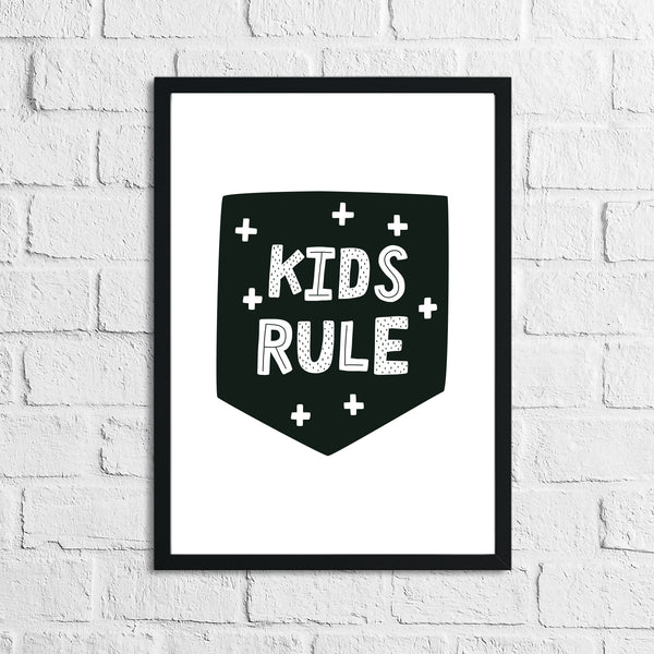 Scandinavian Kid's Rule Children's Nursery Bedroom Wall Decor Print