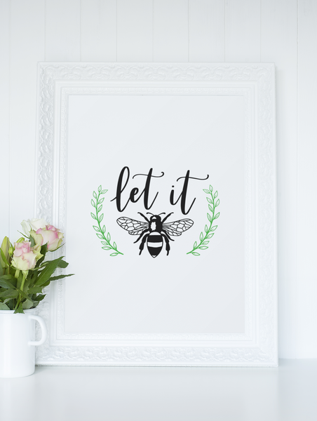 Let It Bee Bumble Bee 2022 Simple Bedroom Dressing Room Home Wall Decor Print