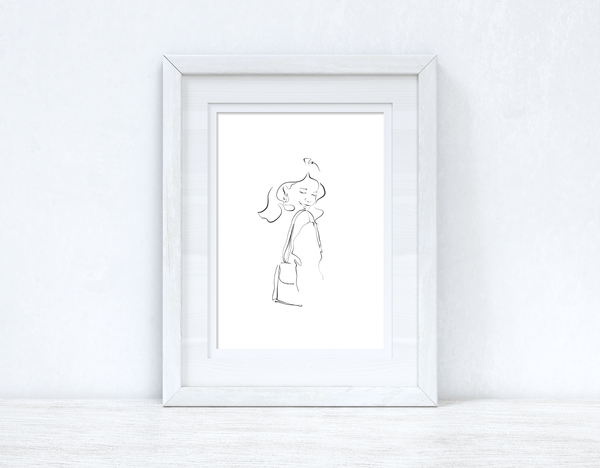Line Work Woman Happy Simple Home Bedroom Dressing Room Wall Decor Print