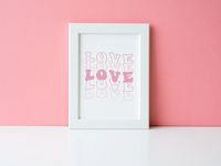 Love Love Love Valentine's Day Home Wall Decor Print