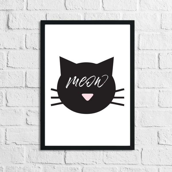 Meow Cat Face Animal Wall Decor Simple Print