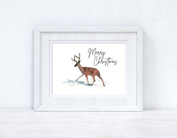 Merry Christmas Reindeer Seasonal Winter Wall Home Decor Print