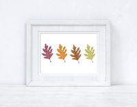 Neutral Tones Earthy 4 Leaves Autumn Seasonal Wall Home Decor Print