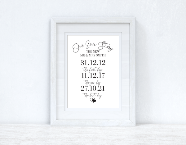 Our Love Story Personalised Home Bedroom Wall Decor Print