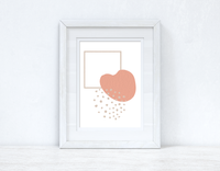Peach Pink & Beige Abstract 1 Colour Shapes Home Wall Decor Print