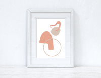Peach Pink & Beige Abstract 2 Colour Shapes Home Wall Decor Print