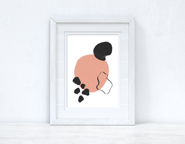 Peach Pink & Black Abstract 4 Colour Shapes Home Wall Decor Print