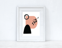 Peach Pink & Black Abstract 5 Colour Shapes Home Wall Decor Print