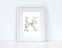 Personalised Spring Floral Initial & Name Spring Seasonal Wall Home Decor Print