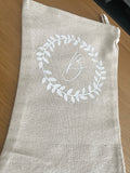 Personalised Initial Leaf Wreath Natural Hessian Christmas Stocking