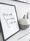 Please Park Your Broom At The Door Halloween Autumn Seasonal Wall Home Decor Print