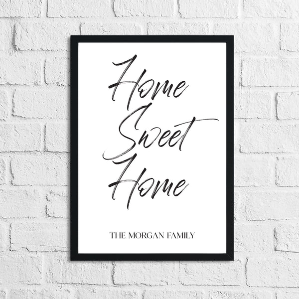 Personalised Home Sweet Home Surname Simple Home Wall Decor Print