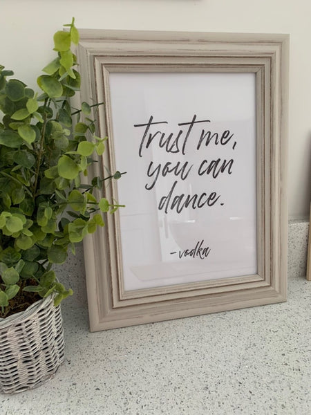 Trust Me You Can Dance Vodka Alcohol Kitchen Wall Decor Print
