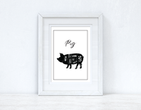 Pig Pork Cuts Simple Cool Kitchen Farmhouse Wall Decor Print