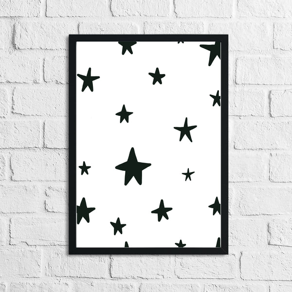 Scandinavian Stars Pattern Children's Nursery Bedroom Wall Decor Print